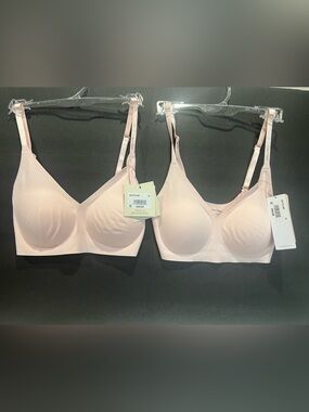 2-Pack Calvin Klein Bralette with Removable Pads QF5753 Pale Pink XS NEW!
